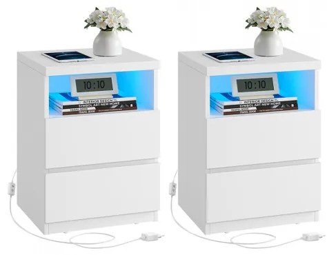 Set dvoch nočných stolíkov s LED osvetlením LET834W01