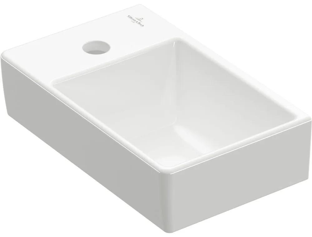 VILLEROY &amp; BOCH Avento závesné umývadielko s otvorom vľavo, bez prepadu, 360 x 220 mm, biela alpská, 43003R01
