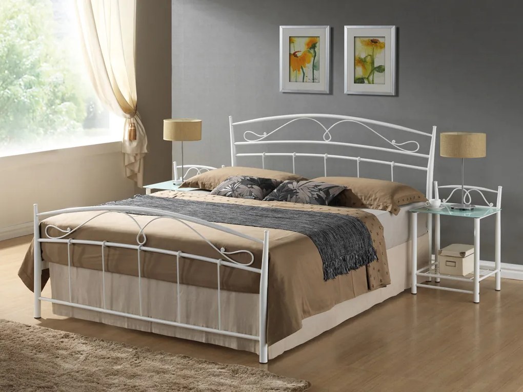 SIGNAL Siena 160 kovová manželská posteľ s roštom biela