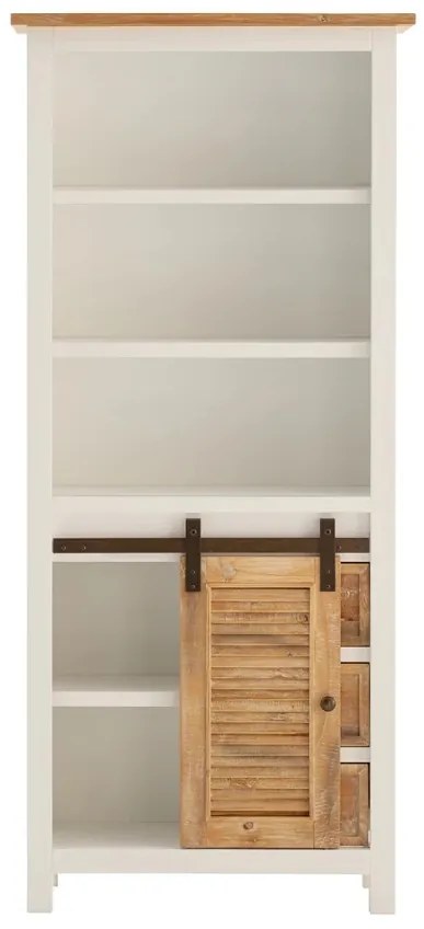 furniture-nabytek.cz - Masivní vysoká skříňka do koupelny Capera z borovice a MDF, lakovaná, bílá a hnědá – 80×35×180 cm
