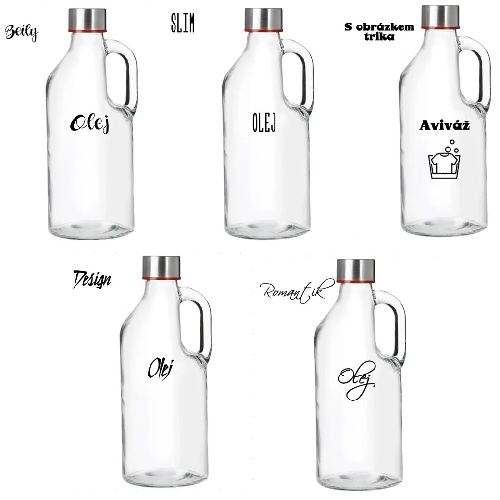 Orion Sklenená fľaša na mlieko / olej / aviváž, s rúčkou a uzáverom so závitom, 1,15 l