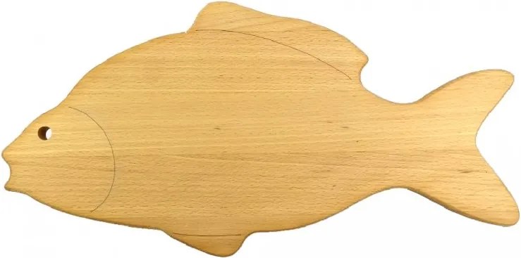 AMADEA Drevená doštička v tvare kapra, masívne drevo, 45x22,5x2 cm