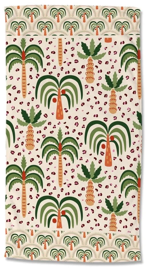 Zelená/béžová zamatová plážová osuška 100x180 cm Cezán – Good Morning