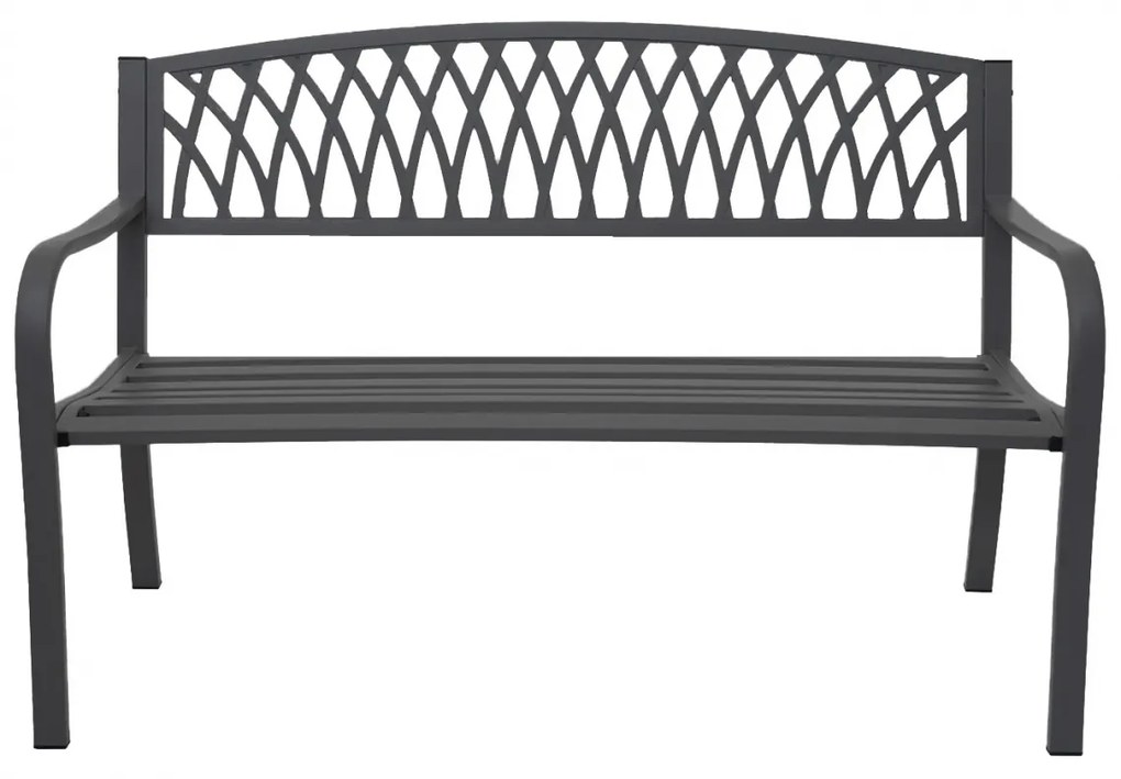 Záhradná lavička F45 2-miestna ~ práškovaná oceľ, 127 cm - Čierna