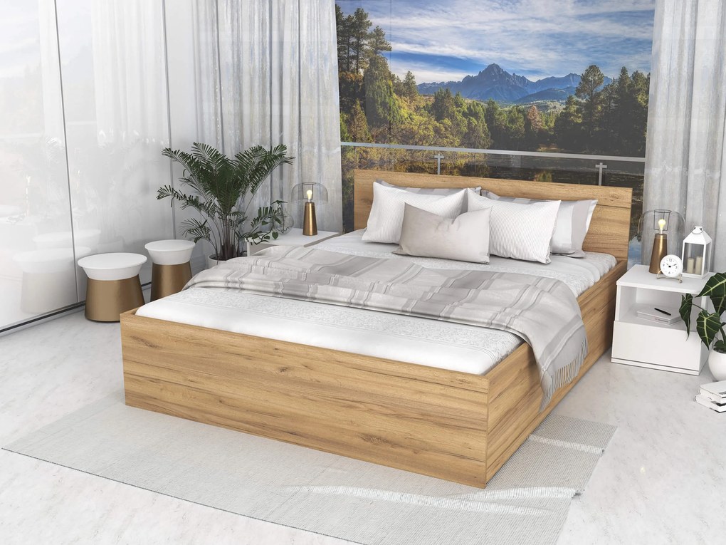 Manželská posteľ Dolly s úložným priestorom - dub craft Rozmer: 140x200