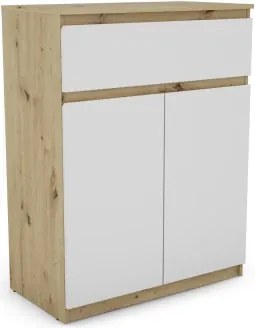 Skrinka so šuplíkom Carlos, dub artisan/biela, 80 cm%