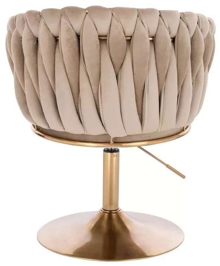 LuxuryForm DESIGN Kreslo NORDEN VELUR na zlatom tanieri - latte