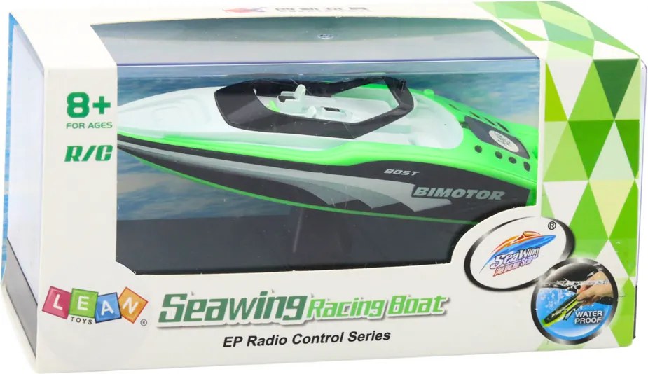 LEAN Toys RC motorový čln na diaľkové ovládanie biely a zelený 15cm