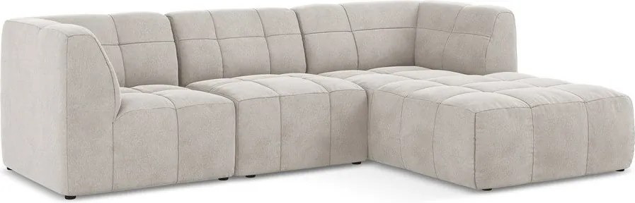 Béžová zamatová rohová pohovka (pravý roh/s leňoškou) Aloha – Makamii