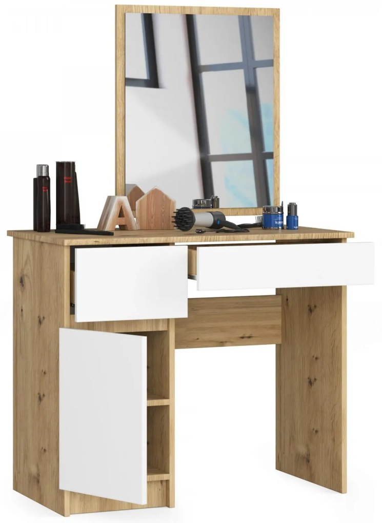 Toaletný stolík P-2/SL 500x600 ľavá - dub artisan/biela