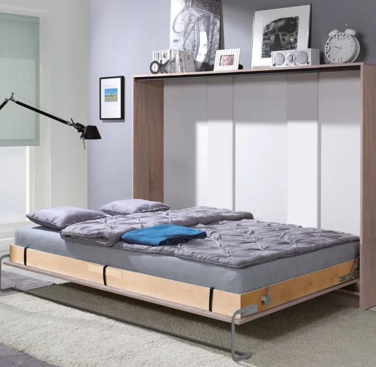 Sklápacia posteľ Hela 90x200 cm, biely mat, vodorovná