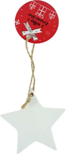 Keramická vianočná ozdoba CLAY STAR 8 cm, biela