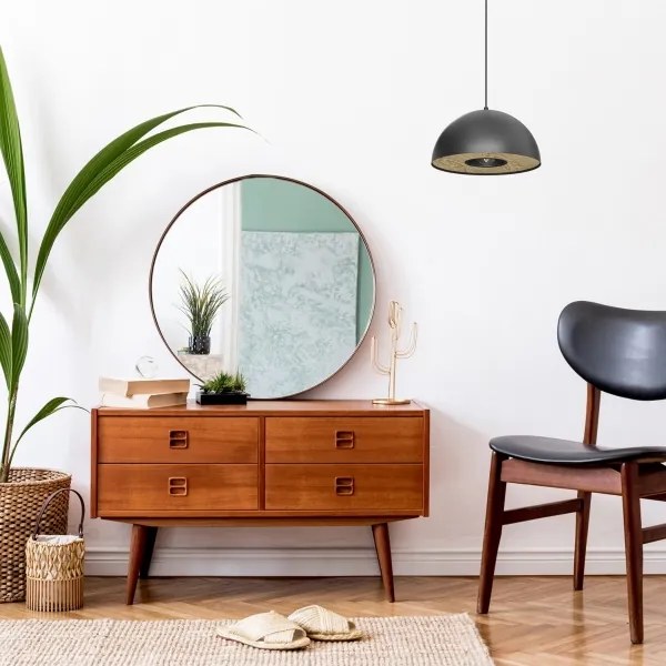 Luster na lanku ELGUND 1xE27/15W/230V pr. 35 cm čierna