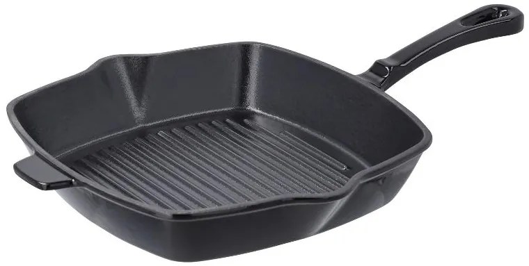 Silvercrest®  Liatinová grilovacia panvica, 24 cm, čierna + Liatinová servírovacia panvica, 2,4 l, čierna  (800011480)