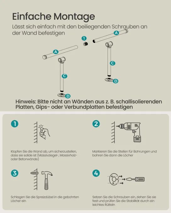 Set dvoch nástenných stojanov na oblečenie HSR140W02 (2 ks)