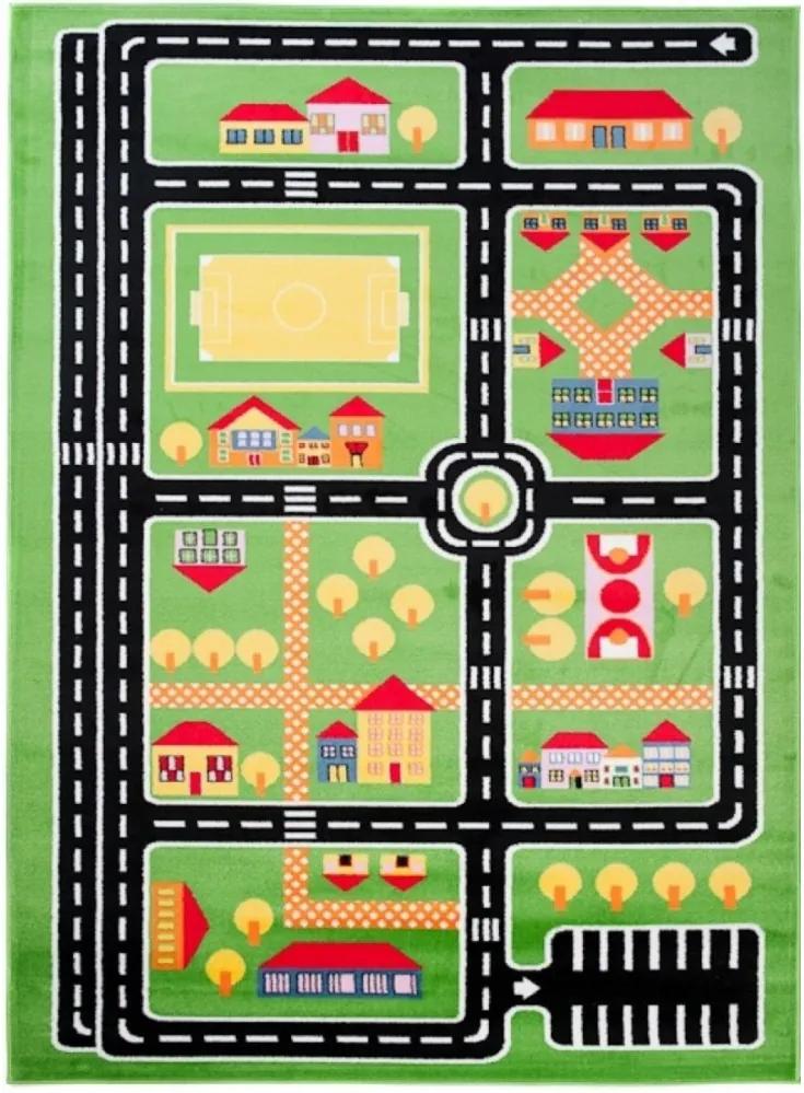 Detský kusový koberec plan mesta zelený, Velikosti 80x150cm