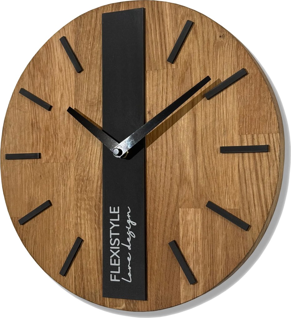 Drevené nástenné hodiny Oak Classic 30cm Flexistyle z250
