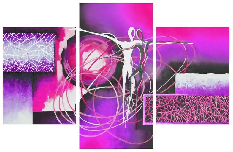 Abstraktný obraz fialových tanečníkov (90x60 cm)