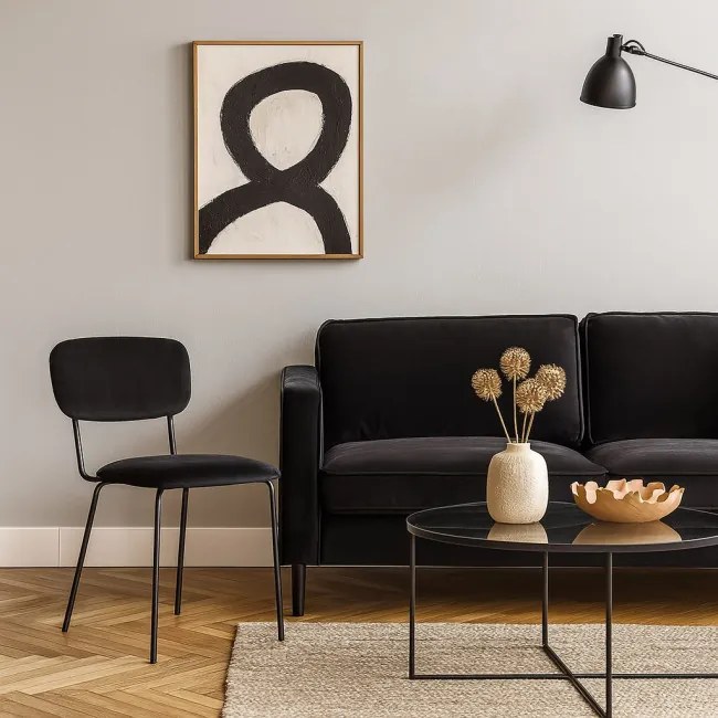 Jedálenská stolička LOUIS zamatová, čierna