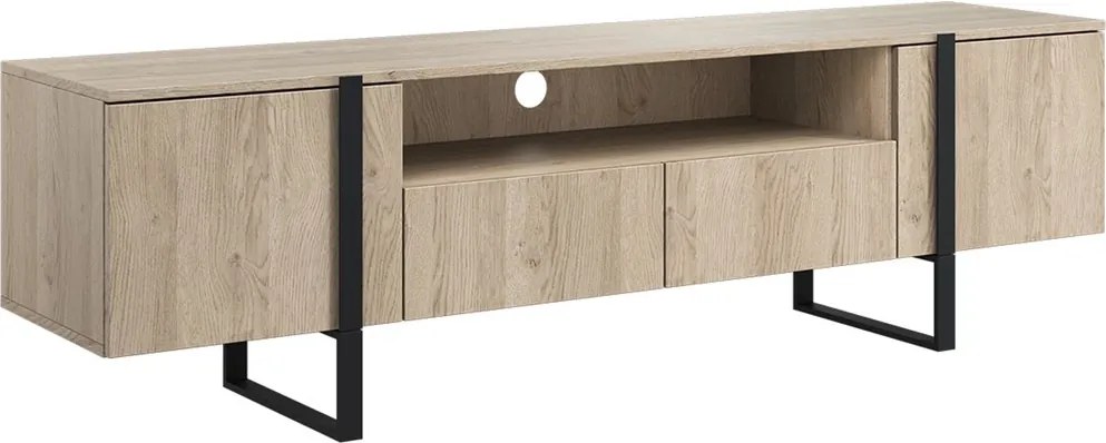 TV stolík Verica s otvorenou policou 200 cm - dub piškótový / čierne nožičky