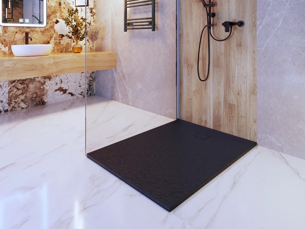 Gamma Erga Oldaf, SMC obdĺžniková sprchová vanička 100 x 70 cm, čierna matná, ERG-GMA-OL-70100BK