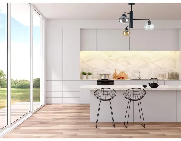 Luster na tyči FLEX 3xE27/60W/230V čierna/dymová čierna/dymová béžová/číra