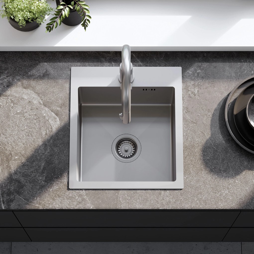 Rea Leo, 1-komorový oceľový drez 400x450x185 mm, oceľová, ZLE-06000