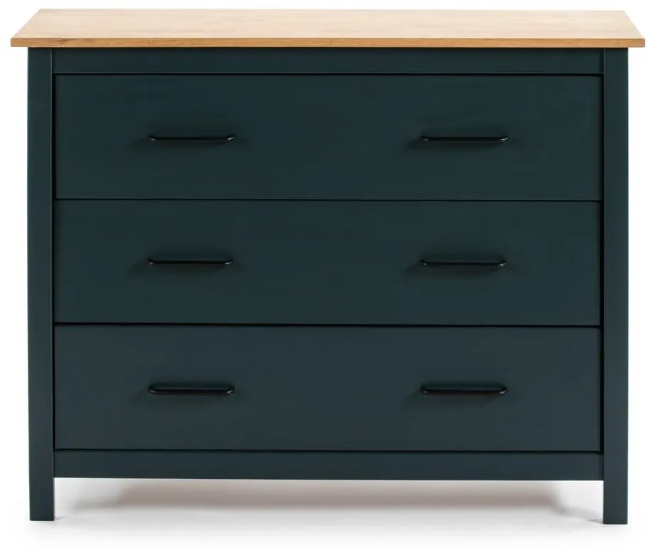 Tmavomodrá nízka komoda z borovicového dreva 100x80 cm Miranda – Marckeric