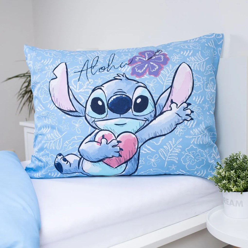 Jerry Fabrics Bavlnené obliečky 140x200 + 70x90 cm - Lilo and Stitch "Wave"