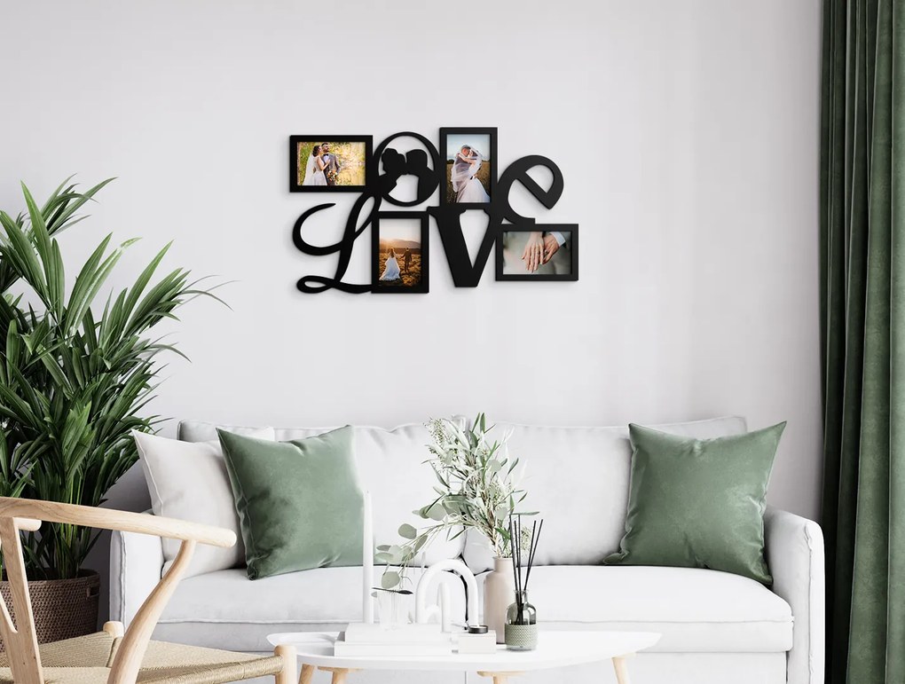 drevko Drevený fotorámik Love na stenu Farba dekorácie: Čierna