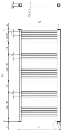 Aqualine - Kúpeľňový elektrický radiátor DIRECT-E 400W/230V 96 cm matná čierna