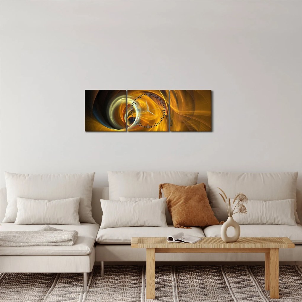 Obraz - Abstrakcia v pohybe (s hodinami) (90x30 cm)