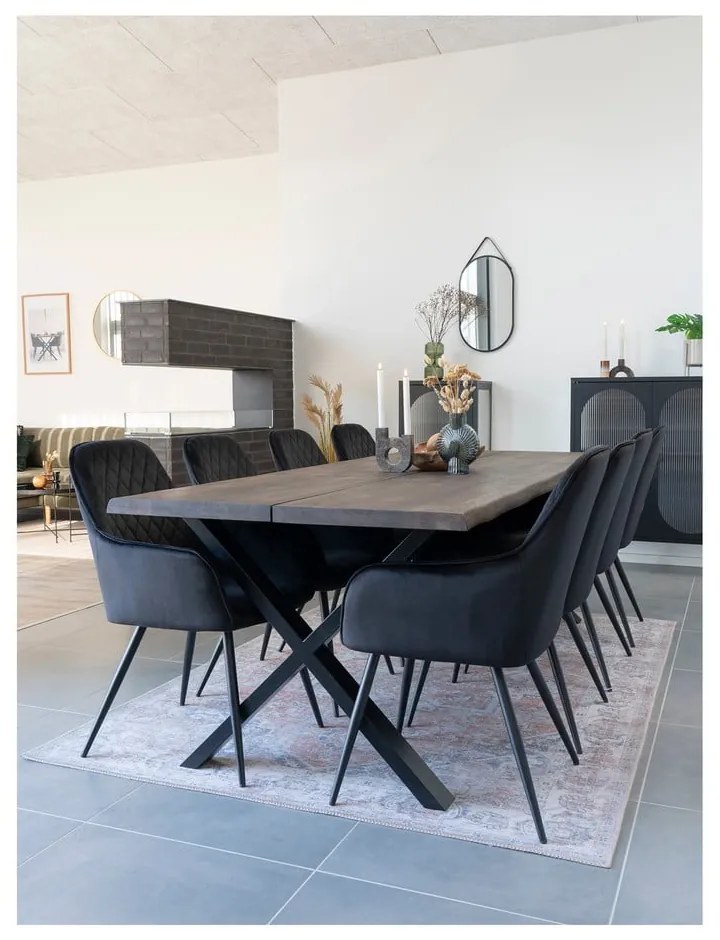 Čierne čalúnené jedálenské kreslá v súprave s podrúčkami 2 ks Harbo – House Nordic