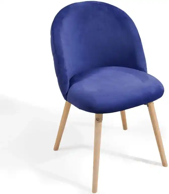 Sada jedálenských zamatových stoličiek, modré, 2 ks | BIANO