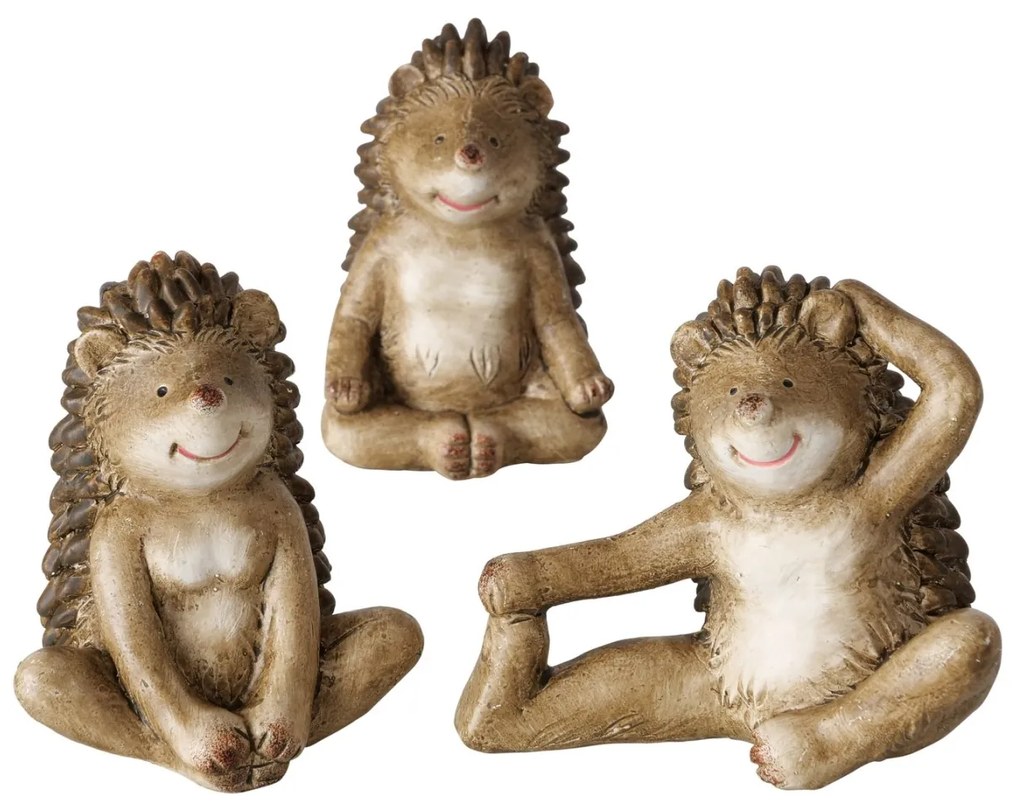 Záhradná figúrka z polyresinu Hugy, sada 3ks, 8 cm, hnedá