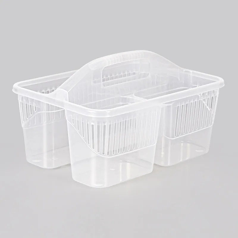 Organizér na čistiace potreby, delený košík, transparentný TINA 30 x 23 x 17 cm