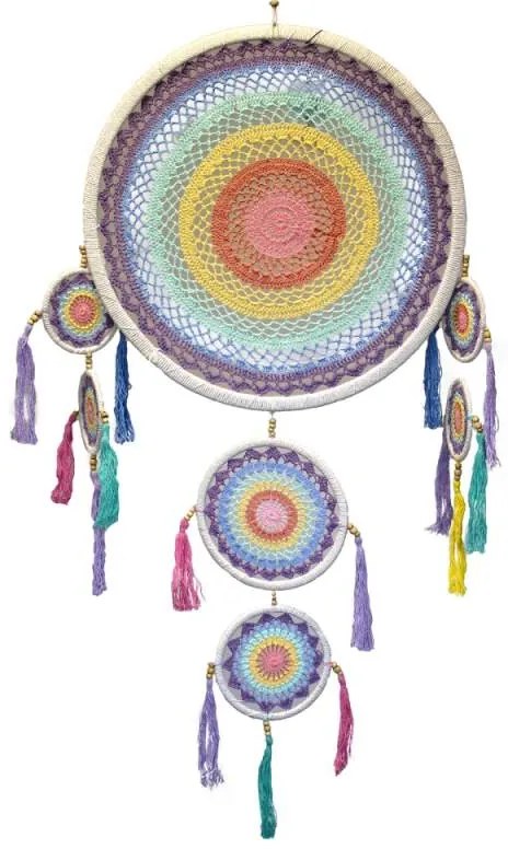 Veľký lapač snov pastelový 55cm boho
