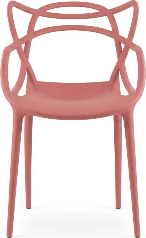 Sada 4 ks plastových stoličiek KATO, koralová