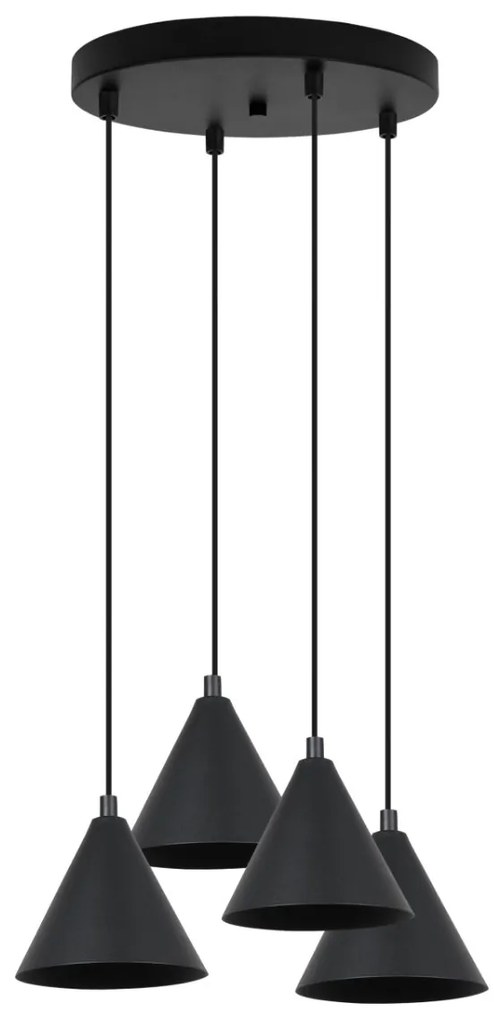 Závesné svietidlo Soho, 4x čierne kovové tienidlo, o