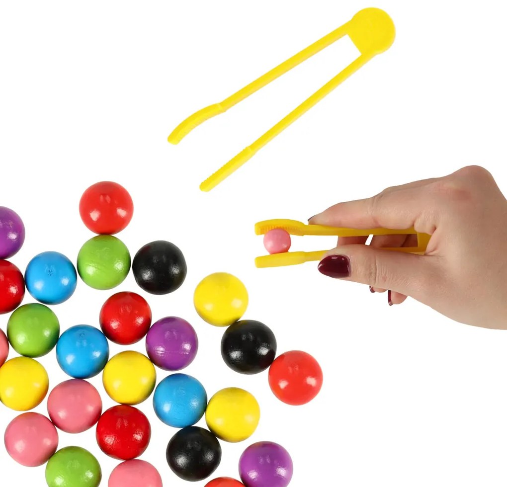 KIK Montessori vzdelávacie puzzle – farebné guličky, 66 dielov