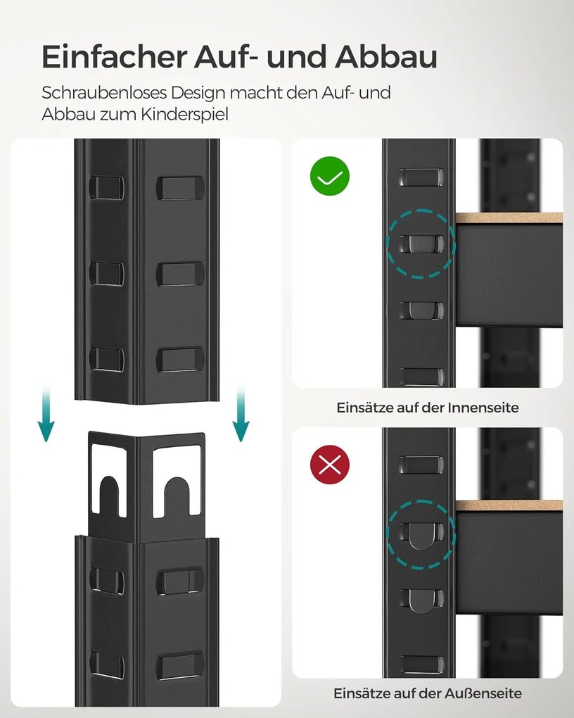 Policový diel, regál s vysokou nosnosťou, nosnosť 520 kg, 40 x 80 x 160 cm, rustikálny hnedý