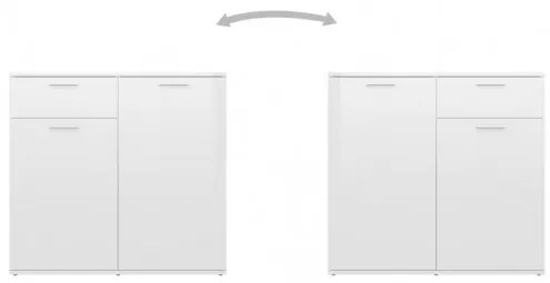 vidaXL Komoda lesklá biela 80x36x75 cm drevotrieska-