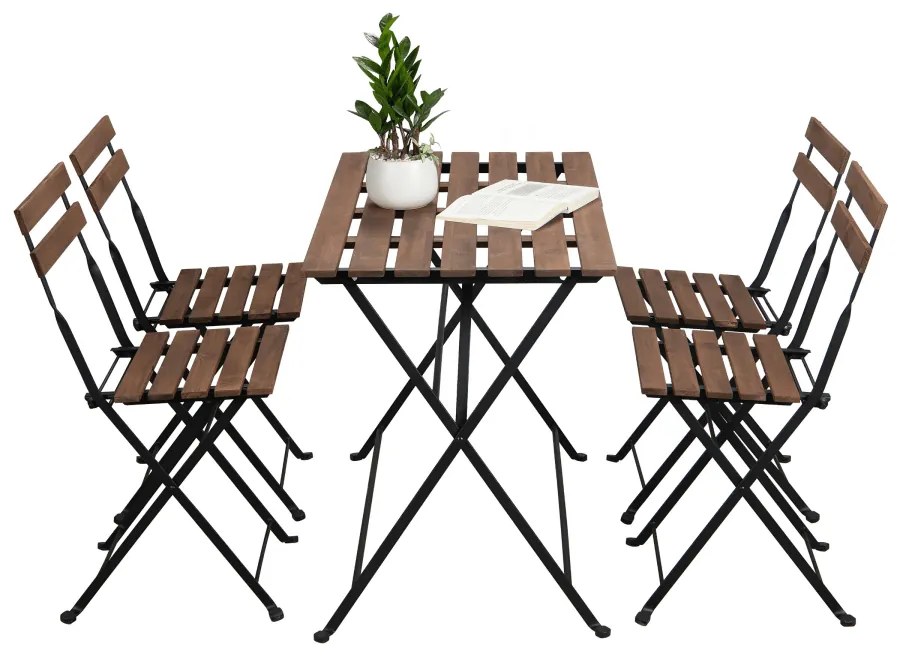 Záhradný set 1+4, akácia/čierna, SEDAN TYP 2