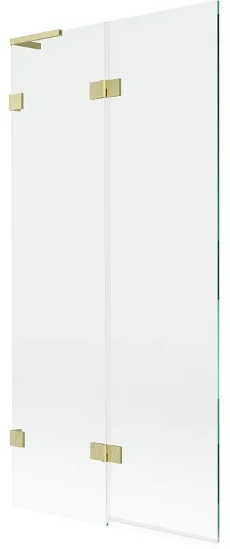 Mexen Lunar L, 2-krídlová vaňová zástena ľavá 90 x 150 cm, číre sklo, zlatá matná, 897L-090-100-55-00-L