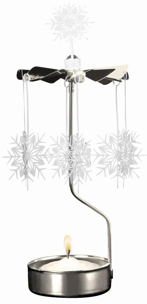 Pluto Design Rotujúci svietnik Silver Snowflakes