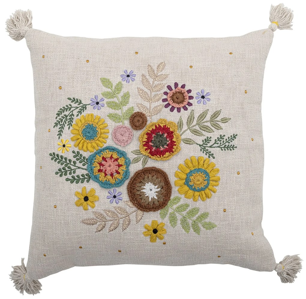 Bloomingville Vyšívaný vankúš Pico Cotton 50 × 50 cm