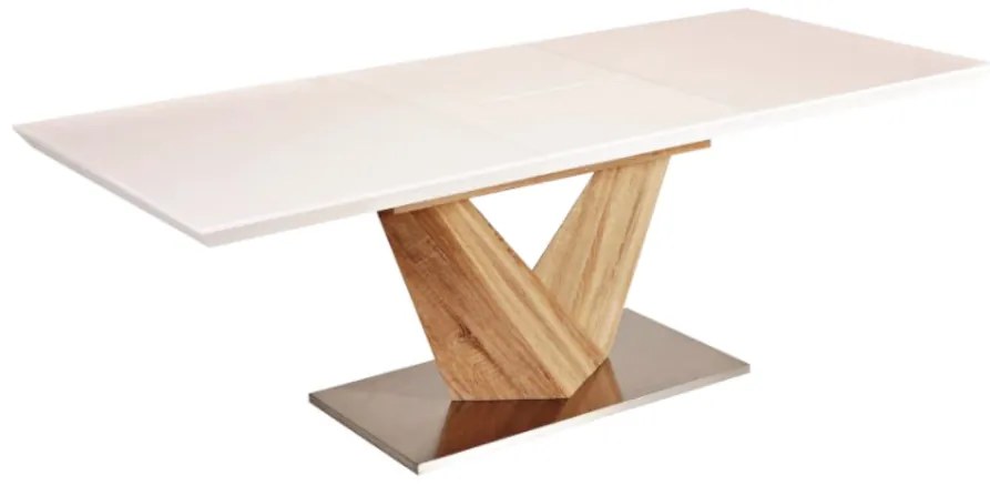 Jedálenský stôl ALVIN, 75x85x140-200, dub Sonoma/biela