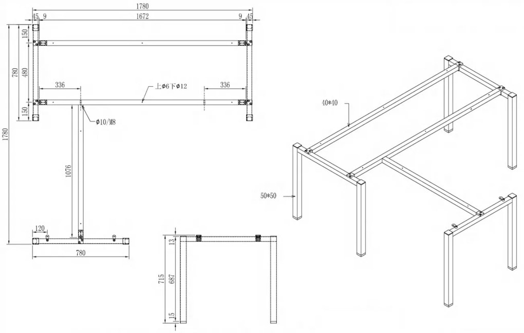 Stôl PRIMO SQUARE 1800 x 1800 mm, orech