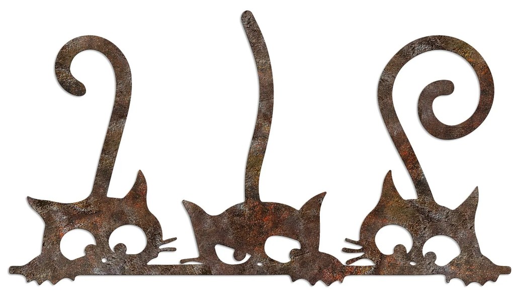 Nástenná kovová dekorácia Hrdzavé mačky 1 viacfarebná