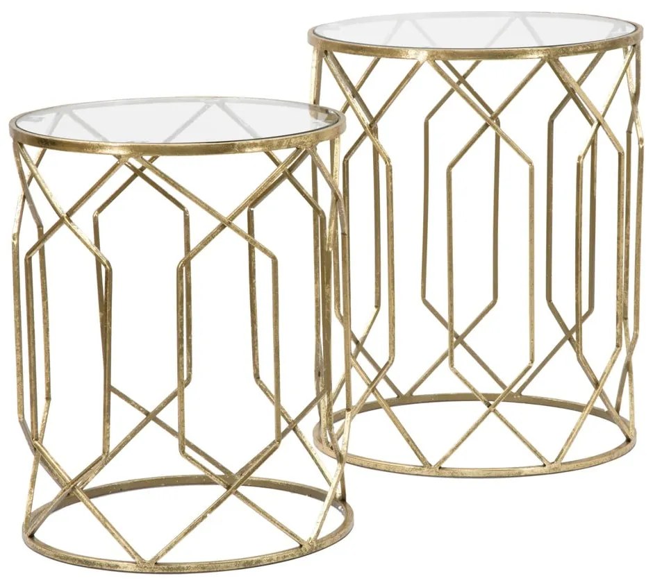 Okrúhle odkladacie stolíky v súprave 2 ks so sklenenou doskou ø 42 cm Tunisi – Mauro Ferretti